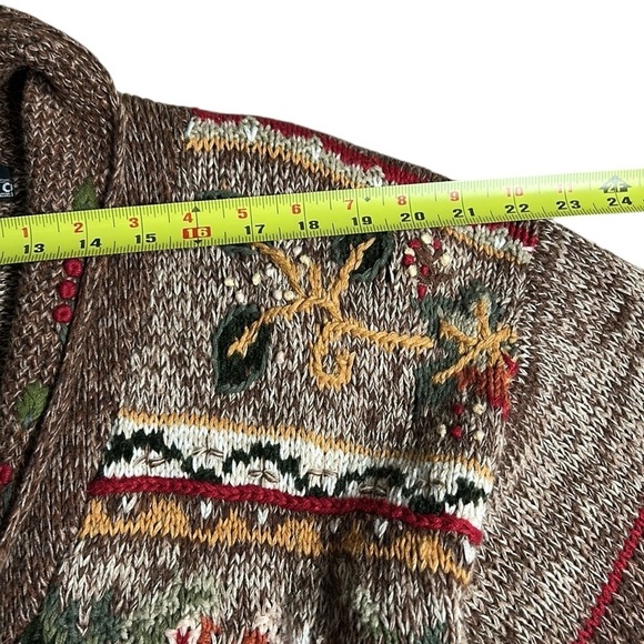 RARE Simpatico vtg 1990 knitted cardigan
Sweater oversize,embroidered rosette,3D - Picture 10 of 16